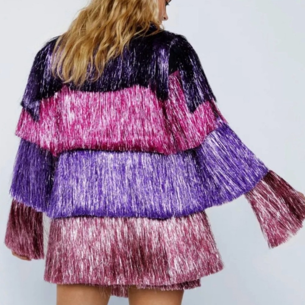 nasty gal metallic tiered fringe jacket (taylor swift era tour)